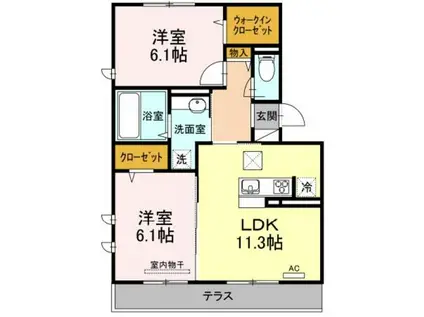 REGULUS  C棟(2LDK/1階)の間取り写真