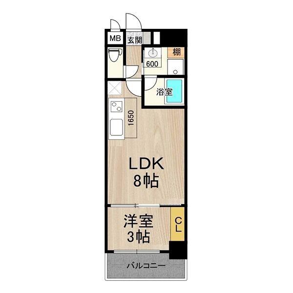フロンティアタワー九条I(1LDK/11階)の間取り写真