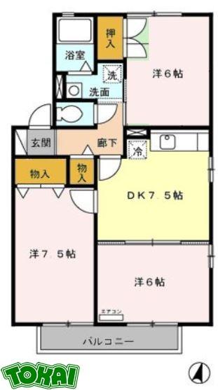 CHATEAU A(3DK/2階)の間取り写真