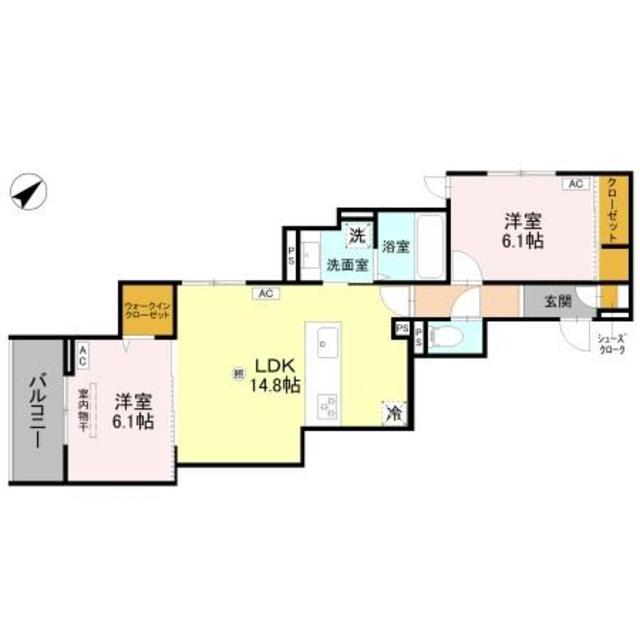 ラ メゾン ピック 中百舌鳥II(2LDK/2階)の間取り写真