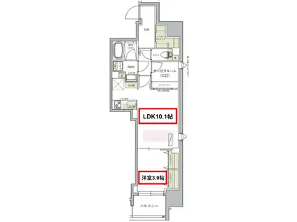 アーバネックス堺筋本町(1SLDK/6階)の間取り写真