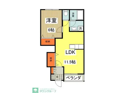 ラ・ジオン(1LDK/1階)の間取り写真