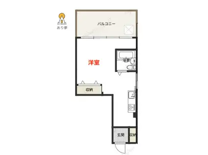 吉村ビル(1K/3階)の間取り写真