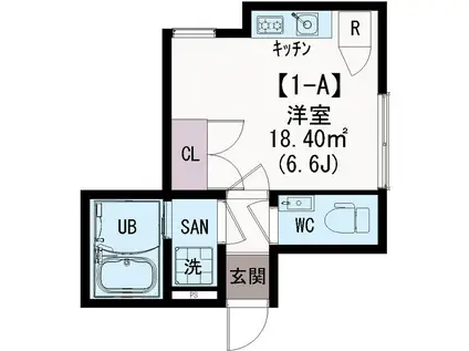 ストラート王子神谷(ワンルーム/1階)の間取り写真