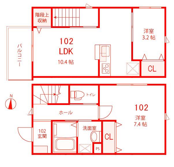 サカキハイム2(2LDK/1階)の間取り写真