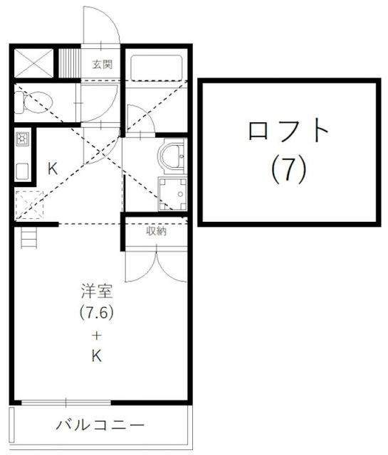 ララヒルズ PART1(ワンルーム/2階)の間取り写真