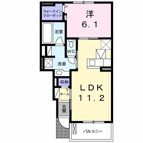 ベル・トゥールII(1LDK/1階)の間取り写真