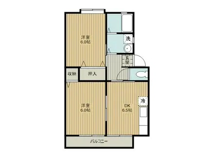 名鉄名古屋本線 宇頭駅 徒歩19分 2階建 築24年(2DK/2階)の間取り写真