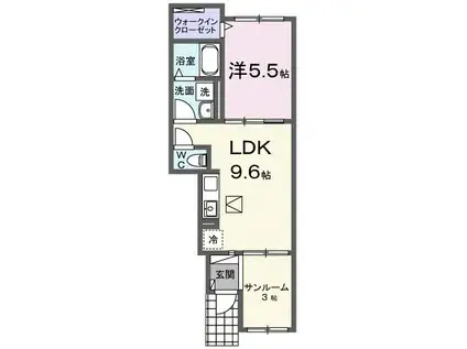 シュライン(1LDK/1階)の間取り写真