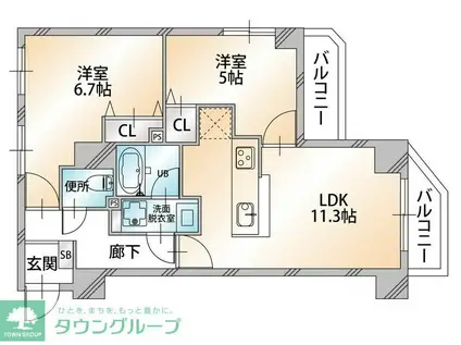 オーキッドレジデンス本駒込(2LDK/5階)の間取り写真