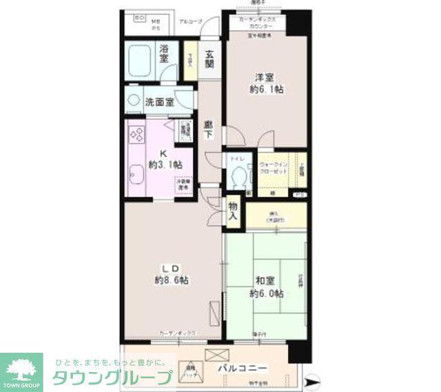 立川昭和記念公園パークホームズ(2LDK/2階)の間取り写真