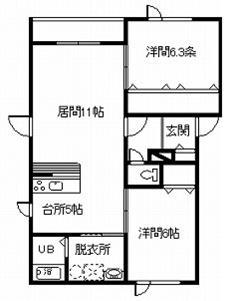 アクアエイトB棟(2LDK/2階)の間取り写真