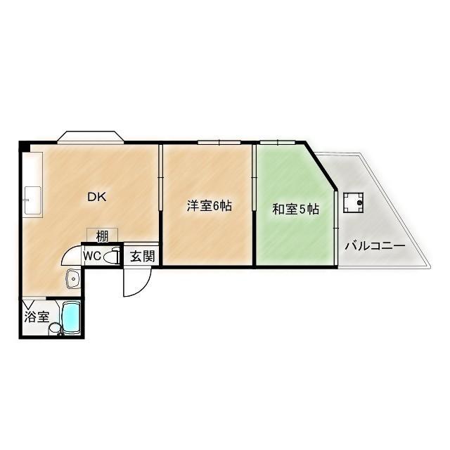 京阪本線 野江駅 徒歩4分 4階建 築36年(2DK/2階)の間取り写真