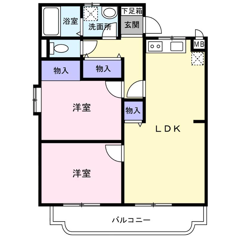 JCマンション(2LDK/1階)の間取り写真
