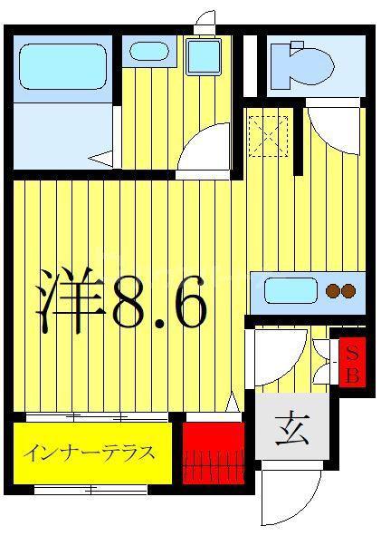 エルミタージュII(ワンルーム/1階)の間取り写真
