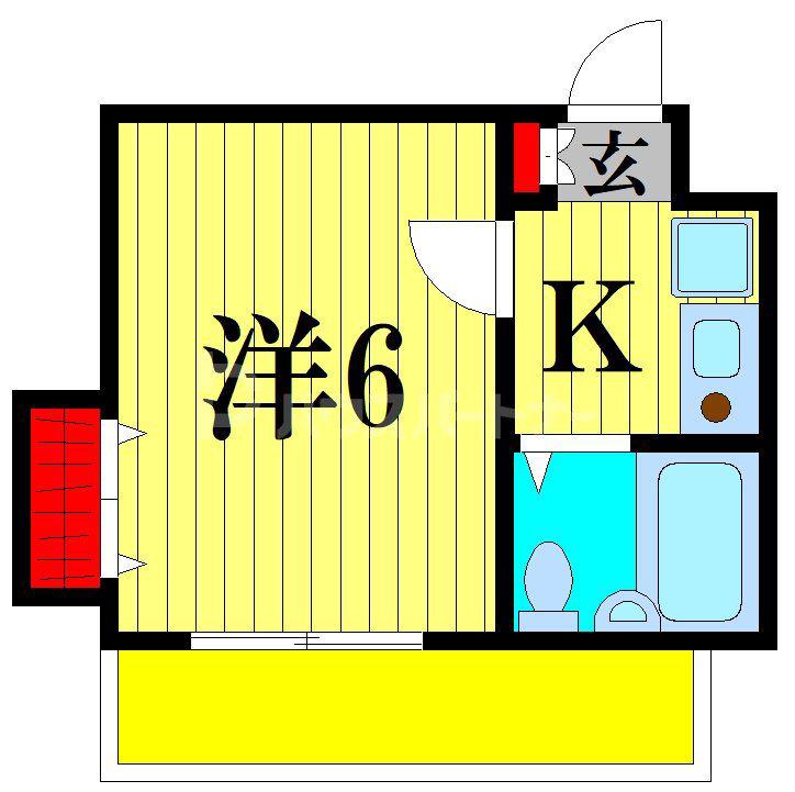 サポーレ北松戸(1K/2階)の間取り写真
