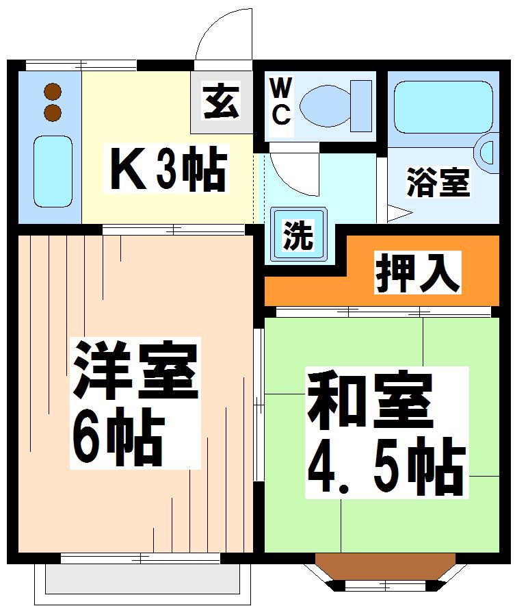 山栄ロイヤルハイツ(2K/2階)の間取り写真