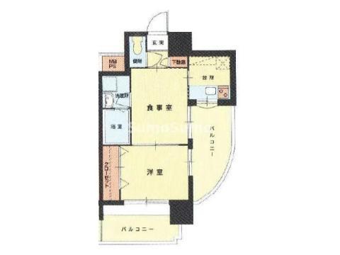 エステートモア警固本通(2K/14階)の間取り写真