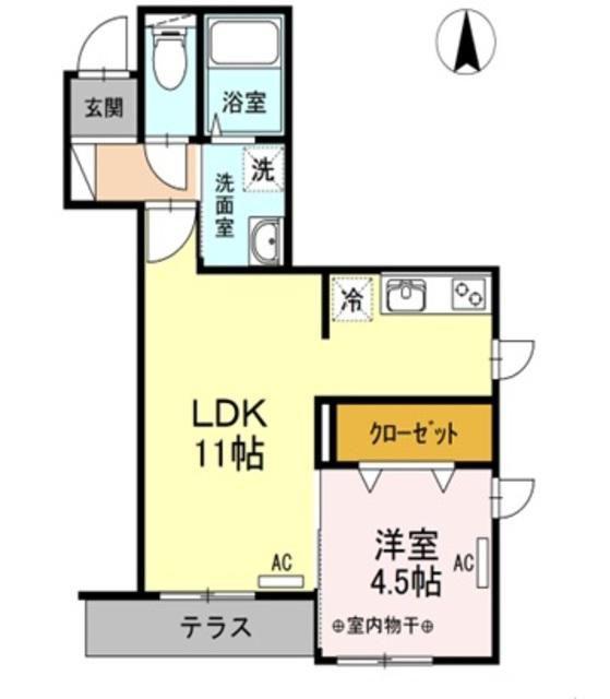 ESOLA大泉学園(1LDK/1階)の間取り写真