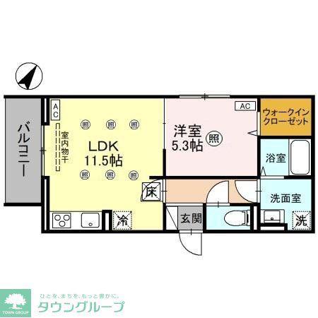 ノーブルヴィラ宮原(1LDK/1階)の間取り写真