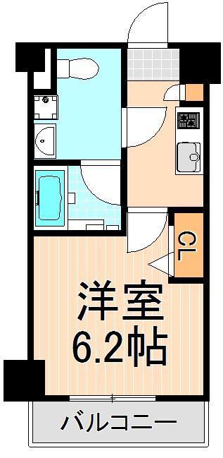 メインステージ千住中居町(1K/2階)の間取り写真