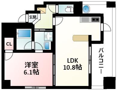 エステムプラザ江坂公園エイジアム(1LDK/4階)の間取り写真