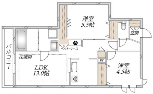 ラ セーヌ(2LDK/3階)の間取り写真