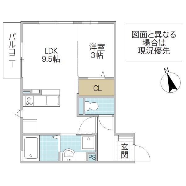 リ・シエル(1LDK/2階)の間取り写真