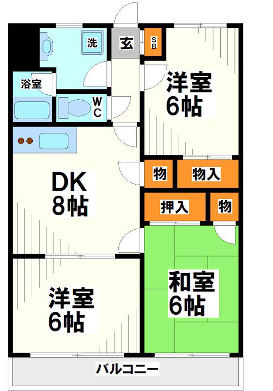 スプランドゥール国領(3DK/3階)の間取り写真
