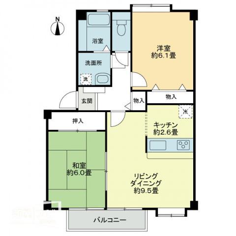 フォブール深田(2LDK/2階)の間取り写真