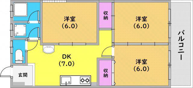 グレイス魚崎(3DK/1階)の間取り写真