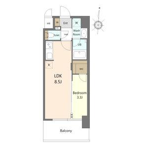 S-RESIDENCE烏森AUREATE FR・家電キャン(1LDK/2階)の間取り写真