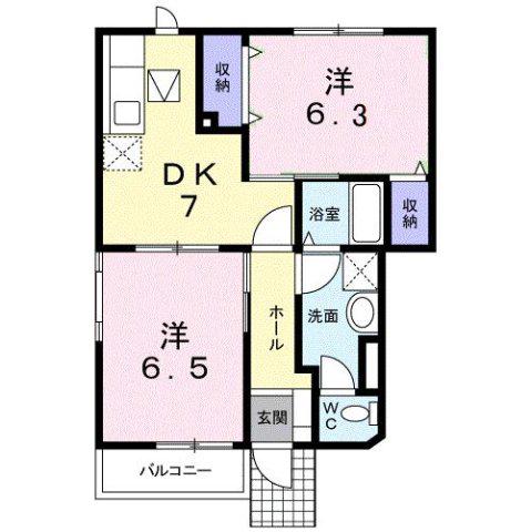 プチメゾン(2DK/1階)の間取り写真