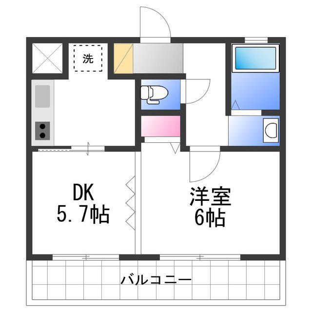 GRECALE松之浜(1DK/3階)の間取り写真