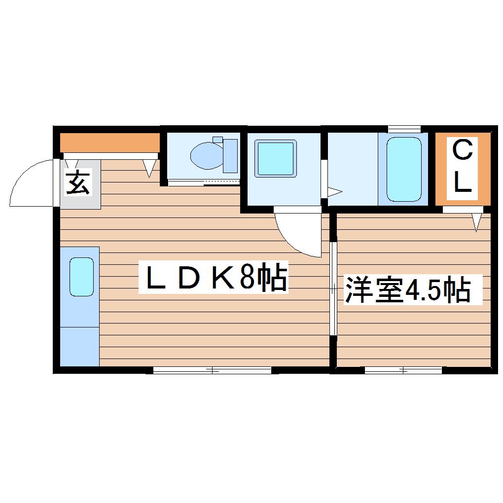 I.S.E(1LDK/2階)の間取り写真