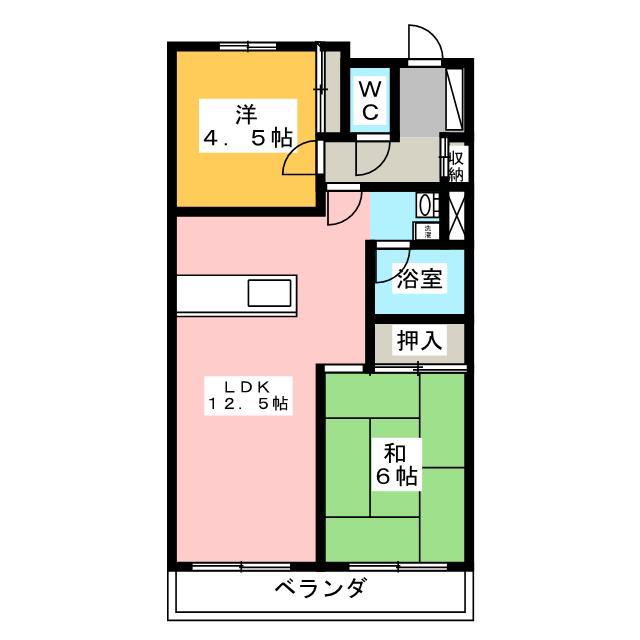 シャレーナ藤が丘(2LDK/2階)の間取り写真