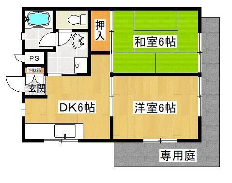 KLC曽根ハイツ(2DK/1階)の間取り写真