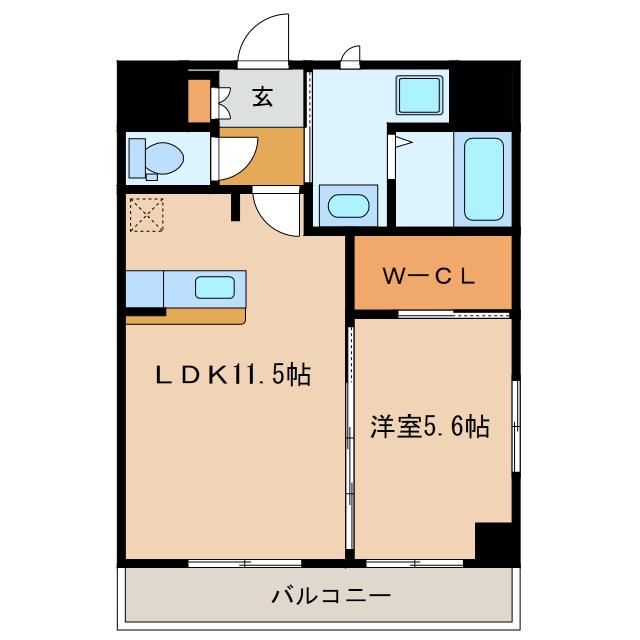 ESPOIR中央(1LDK/6階)の間取り写真