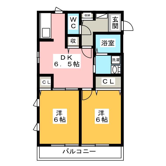 グリュックA・B(2DK/2階)の間取り写真