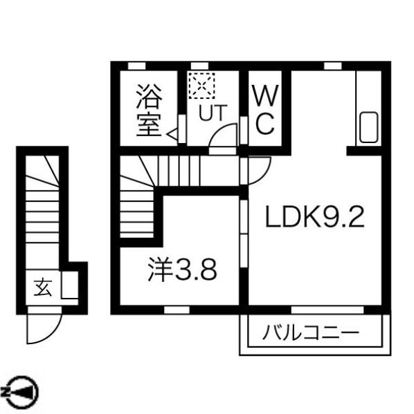 SOLEIL HINA II(1LDK/2階)の間取り写真