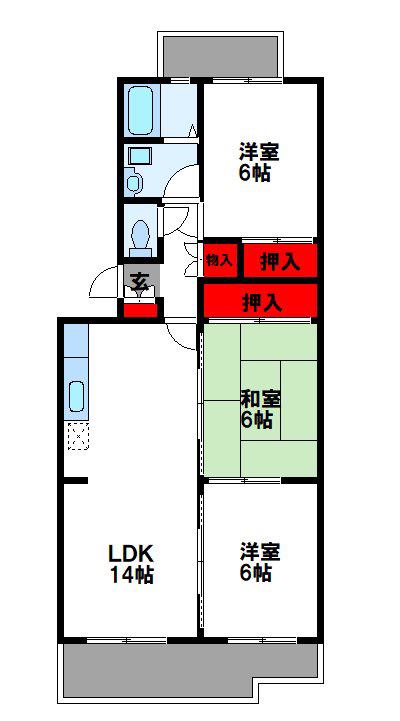 エクセルEF(3LDK/3階)の間取り写真