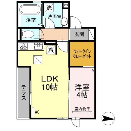 ブランノワール アン(1LDK/1階)の間取り写真