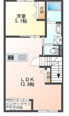 チャーム・ツートンB(1LDK/2階)の間取り写真