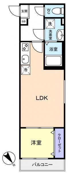 ルナモンド八千代台(1LDK/1階)の間取り写真