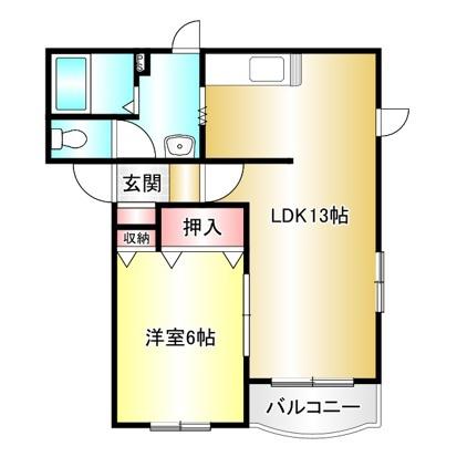 ラ・フォーレII(1LDK/2階)の間取り写真