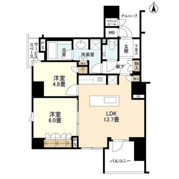 グランドメゾン京都御池通(2LDK/4階)の間取り写真
