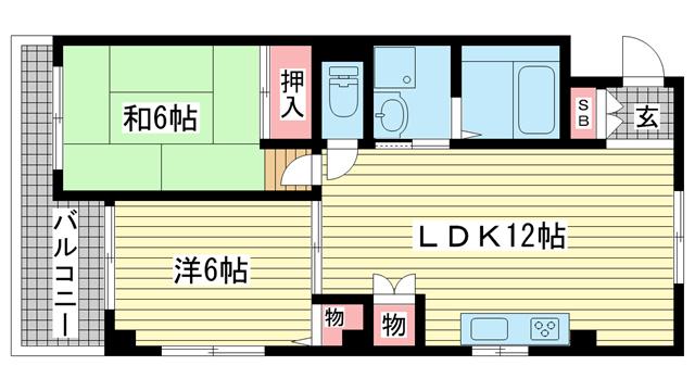 ハイツ二井(2LDK/2階)の間取り写真