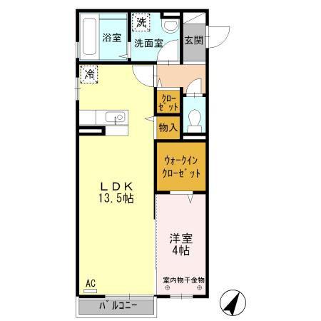 エスポワール・M(1LDK/2階)の間取り写真