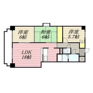 近鉄名古屋線 戸田駅(愛知) 徒歩9分 14階建 築32年(3LDK/10階)の間取り写真