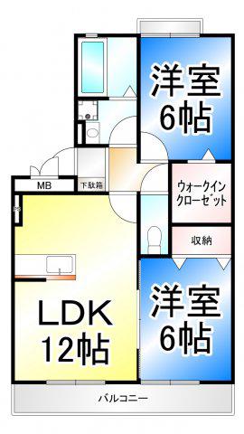 ジエンティール(2LDK/3階)の間取り写真